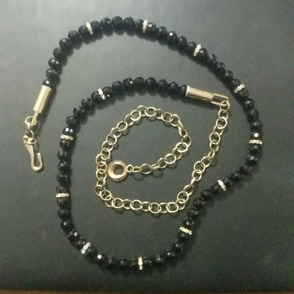 Gold Tone Black Faceted Crystal Waist Belly Chain Statement Belt
